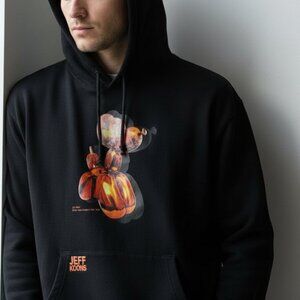 2/$100 Uniqlo Jeff Koons UT Graphic Balloon Dog Black Hoodie SZ XL